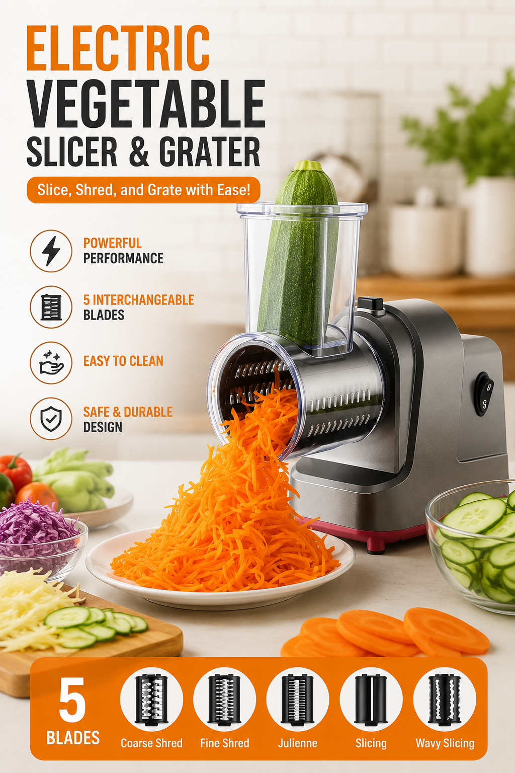 5-in-1 Electric Slicer - Quick, Healthy Meals!