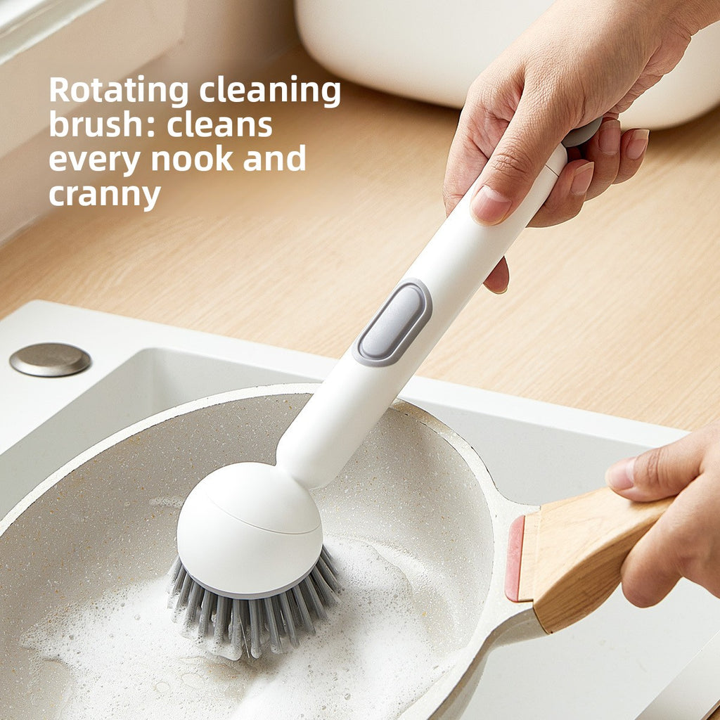 Long Handle Rotating Pot Brush with Liquid Dispenser